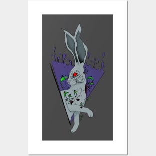 Rabbit and mushrooms Posters and Art